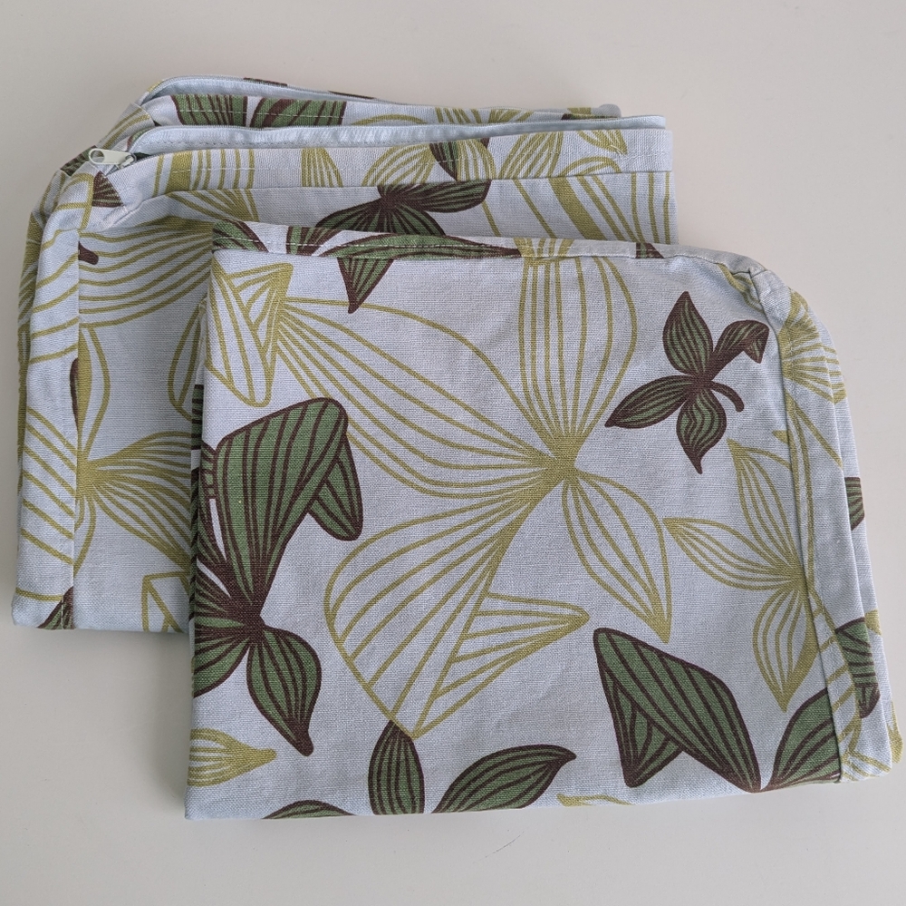Vintage IKEA Karlstad Seat Cover Set of 2 Leaf Floral 22x18.5 x1.5 Back Cushion - Picture 3 of 12